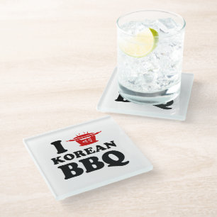 Ik hou van Koreaans BBQ (고기구이) Glazen Onderzetter