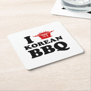 Ik hou van Koreaans BBQ (고기구이) Kartonnen Onderzetters