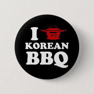 Ik hou van Koreaans BBQ (고기구이) Ronde Button 5,7 Cm