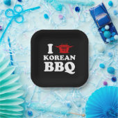 Ik hou van Koreaanse BBQ (고 기 구 이) Papieren Bordje (Feest)