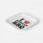 Ik hou van Koreaanse BBQ (고 기 구 이) Papieren Bordje (Gebogen)