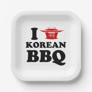 Ik hou van Koreaanse BBQ (고 기 구 이) Papieren Bordje
