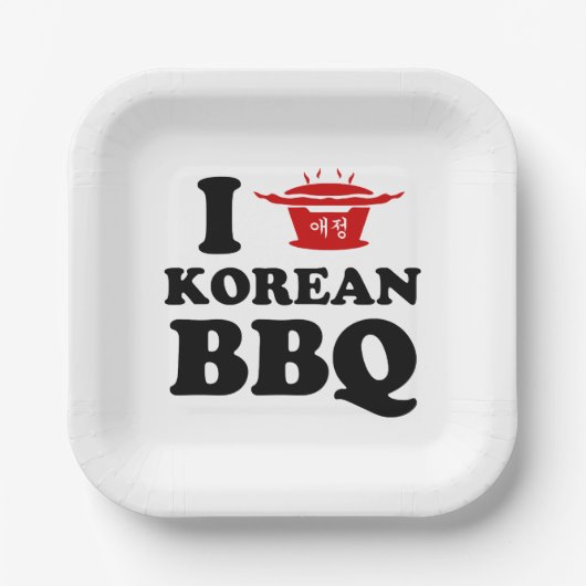 Ik hou van Koreaanse BBQ (고 기 구 이) Papieren Bordje (Voorkant)