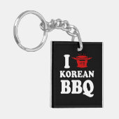 Ik hou van Koreaanse BBQ (고 기 구 이) Sleutelhanger (Voorkant Links)