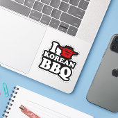Ik hou van Koreaanse BBQ (고 기 구 이) Sticker (Laptop met iPhone)