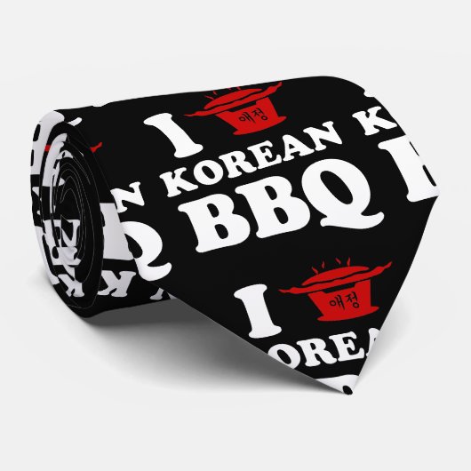 Ik hou van Koreaanse BBQ (고 기 구 이) Stropdas (Opgerold)