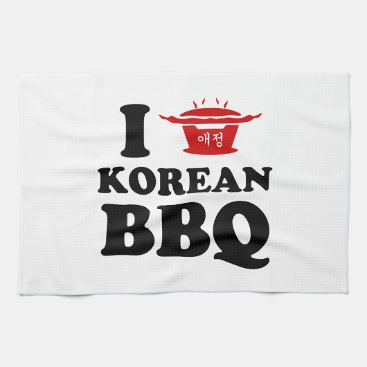 Ik hou van Koreaanse BBQ (고 기 구 이) Theedoek (Horizontaal)