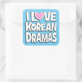 Ik hou van Koreaanse Dramas Vierkante Sticker (Tas)