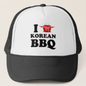Ik hou van Korean BBQ (고기구이) Trucker Pet (Voorkant)
