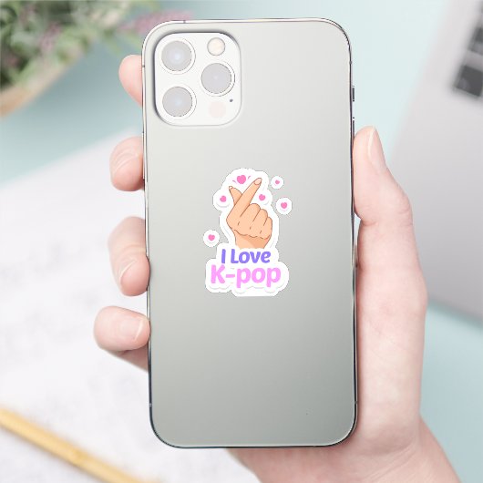 Ik hou van Kpop Finger hart Sticker (Telefoon)