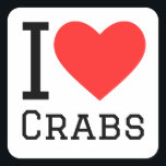 Ik hou van krabben vierkante sticker<br><div class="desc">Ik hou van krabben, voor dierenrijk liefhebbers</div>