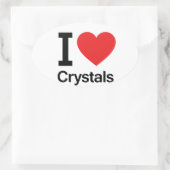 Ik hou van kristallen ovale sticker (Tas)