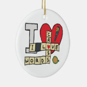 Ik hou van kruiswoordpuzzels keramisch ornament (Rechts)
