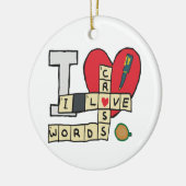 Ik hou van kruiswoordpuzzels keramisch ornament (Links)