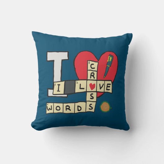 Ik hou van kruiswoordpuzzels kussen (Voorkant)