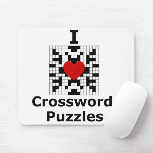 Ik hou van kruiswoordpuzzels muismat (Met muis)