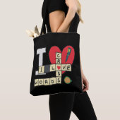 Ik hou van kruiswoordpuzzels tote bag (Dichtbij)