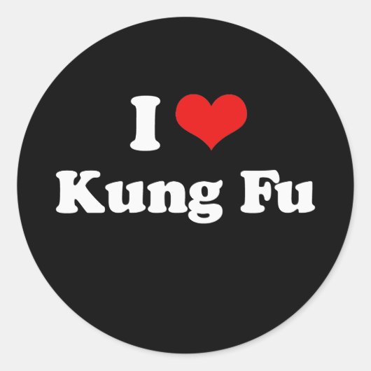Ik hou van Kung Fu Tshirt Ronde Sticker (Voorkant)