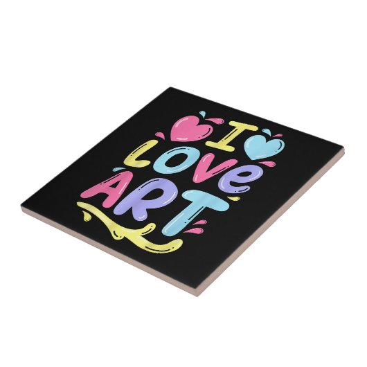 Ik hou van kunst, kunstenaarsschilder Kleurrijk sc Tegeltje (Zijkant)