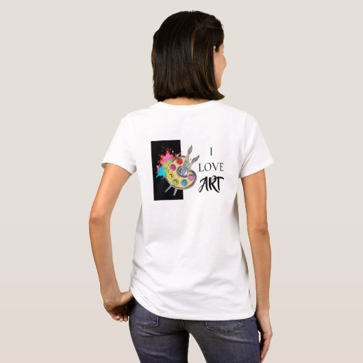 Ik hou van kunst | Palet T-Shirt van schilder (Achterkant volledig)