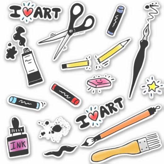 Ik hou van kunstartikelen sticker (Voorkant)