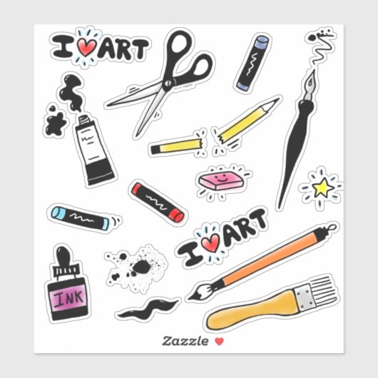 Ik hou van kunstartikelen sticker (Vel)