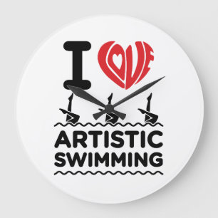 Ik hou van kunstmatig zwemmen synchro zwemmer grote klok