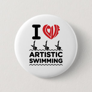 Ik hou van kunstmatig zwemmen synchro zwemmer ronde button 5,7 cm