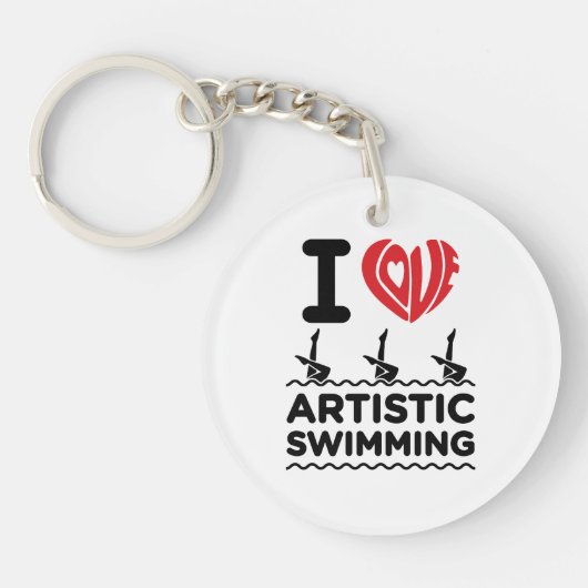 Ik hou van kunstmatig zwemmen synchro zwemmer sleutelhanger (Voorkant)