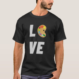 Ik hou van kunstpenseel, kleurrijke schilderschild t-shirt