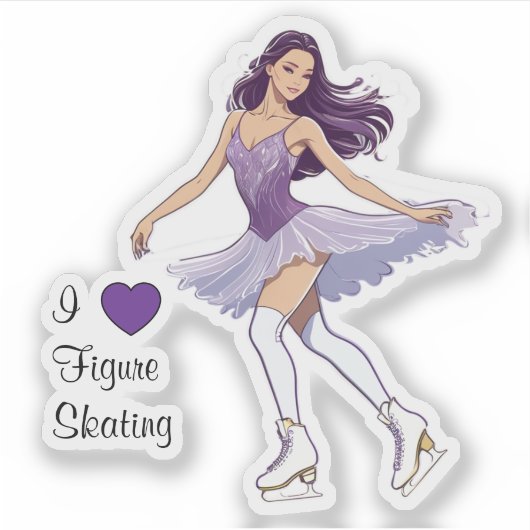 Ik hou van kunstschaatsen Sticker Custom Cut Stick (Voorkant)