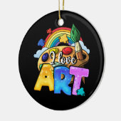 Ik hou van kunstschilder, kleurrijke schilderende  keramisch ornament (Links)