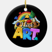 Ik hou van kunstschilder, kleurrijke schilderende  keramisch ornament (Achterkant)