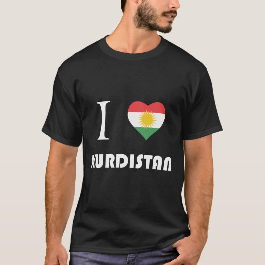 Ik hou van kurdistan - White Text, Black T-shirt (Voorkant)