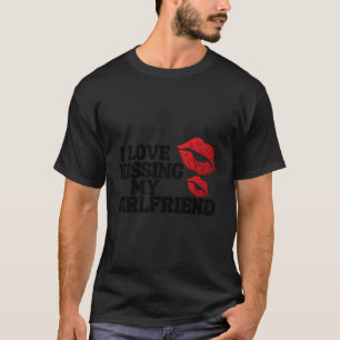 Ik hou van kussen mijn vriend gek vriend t-shirt