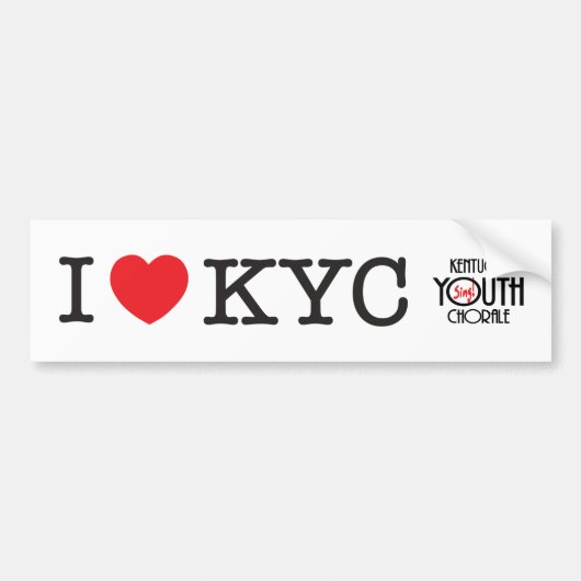 Ik hou van KYC-Bumpersticker Bumpersticker (Voorkant)