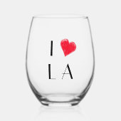 Ik hou van LA | Aangepaste initialen hart Wijnglas Zonder Voet (Voorkant)