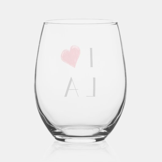 Ik hou van LA | Aangepaste initialen hart Wijnglas Zonder Voet (Achterkant)
