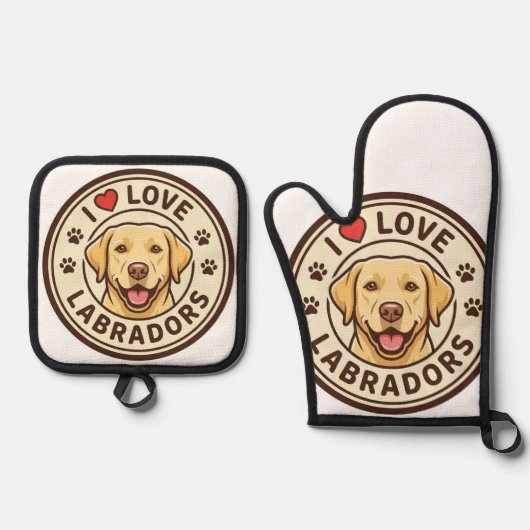 Ik hou van Labrador Ovenwant en Pannenlap Set (Voorkant)