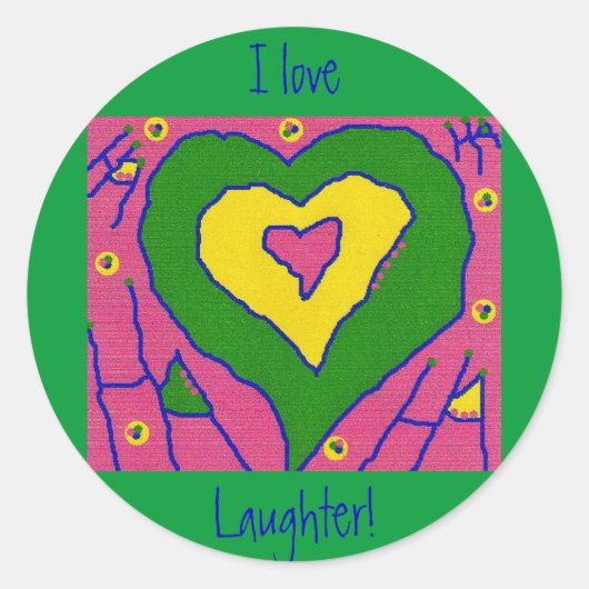 Ik hou van lachen! ronde sticker (Voorkant)