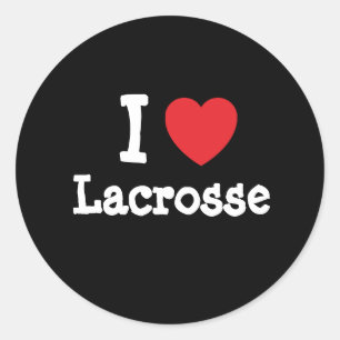 Ik hou van Lacrosse hart op maat gepersonaliseerd Ronde Sticker