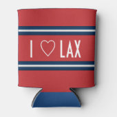 Ik hou van Lacrosse Red Blue Blikjeskoeler (Voorkant)