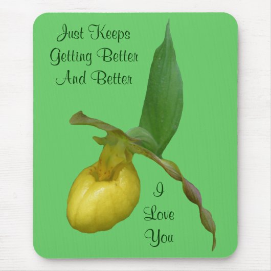 Ik hou van Lady Slipper Flower Photo Mousepad Muismat (Voorkant)