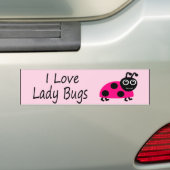 Ik hou van Ladybugs Cute Ladybug Bumpersticker (Op auto)