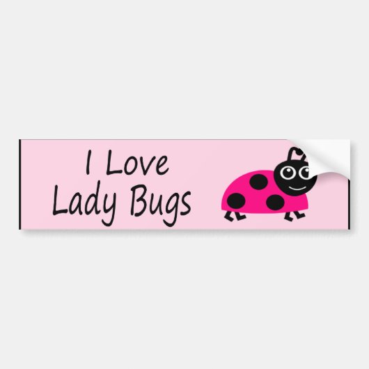 Ik hou van Ladybugs Cute Ladybug Bumpersticker (Voorkant)