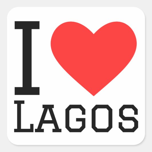 Ik hou van lagos vierkante sticker (Voorkant)