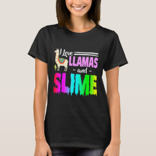 Ik hou van lama's en slijm regenboog roze voor vro t-shirt