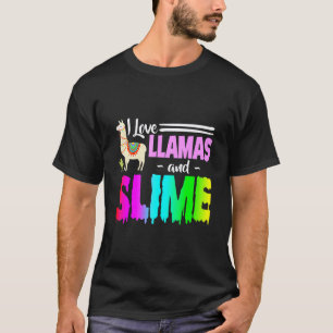 Ik hou van lama's en slijm regenboog roze voor vro t-shirt