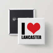 Ik hou van Lancaster Vierkante Button 5,1 Cm (Voorkant /achterkant)