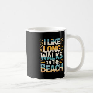 Ik hou van lange wandelingen op het strand Zomerto Koffiemok
